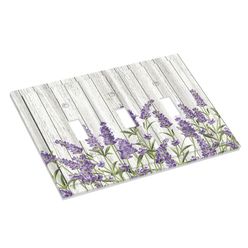 Rustic Wooden Plank Lavender 3 Gang Light Switch Cover Triple