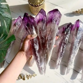 Wholesale High Quality Gemstone Polished Amethyst Wand Fused Quartz Crystal for Meditation Home DecorColor: Amethyst Wand, Size: 600-700g