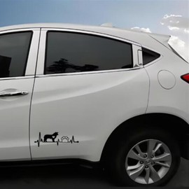 Car Sticker 15 cm (5.9 Inch) Border Collie Heartbeat Love Cardiogram Sticker Pet Dog Waterproof Sticker Border Collie Funny Sticker Bumper Black Dog Paw Prints Decor