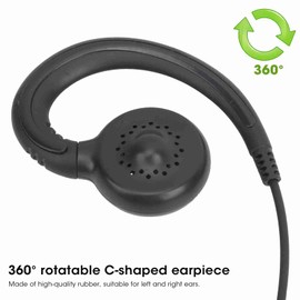 Estink Auriculares Walkie-Talkie, Auriculares PTT con micrófono, Auriculares en Forma de C giratorios de 360 °, Compatible con Varias radios de 2 vías, como GP2000 / XV1100 / SV10, etc.