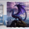 Purple Dragon Shower Curtain Rustic Nature Mountain Theme Fabric Bathroom