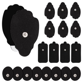 20 Pcs Combo Electrodes Pads for Tens Unit, Reusable Self-Adhesive Latex-Free Non-Irritating Replacement Patches with Standard 3.5mm Snap-on Connector, Compatible with Belifu, Brilnurse TENS, Black
