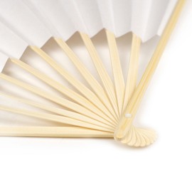 Kyoetsu Hand Fan, White, Plain, For Congratulations & Condolences, Japanese Paper, Bamboo Bone, white