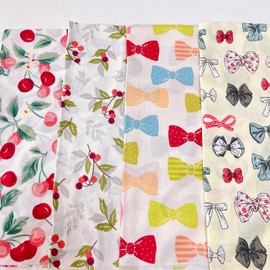 7Pcs 20" x 20" Cotton Fabric DIY Making Supplies Quilting Patchwork Fabric Fat Quarter Bundles DIY for Quilting Cotton Patchwork Cushions (Cherry, 20" x 20")