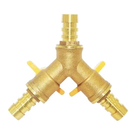 Beduan 3 Way Shut Off Ball Valve 3/8" Hose Barb 2 Switch Brass Y Shaped Valve for Fuel Water Gas Air(Pack of 2)