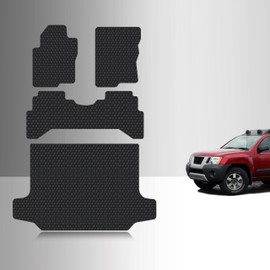 TOUGHPRO Full Set Floor + Cargo Mats Accessories Set for Nissan Xterra All Weather Heavy Duty (Made in USA) Black Rubber 2008 2009 2010 2011 2012 2013 2014 2015
