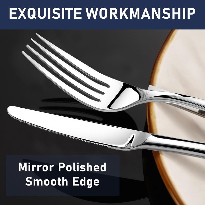 STILLOYE Heavy Duty Silverware Set for 12, 60 Piece Premium