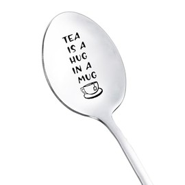 Tea Birthday Gift for Tea Lover Gifts Spoons for Women Men Tea is a Hug in a Mug Spoon for Papa Daughter Christmas Gifts for Tea Drinkers Lovers Nana Friends Engraved Tea Spoon