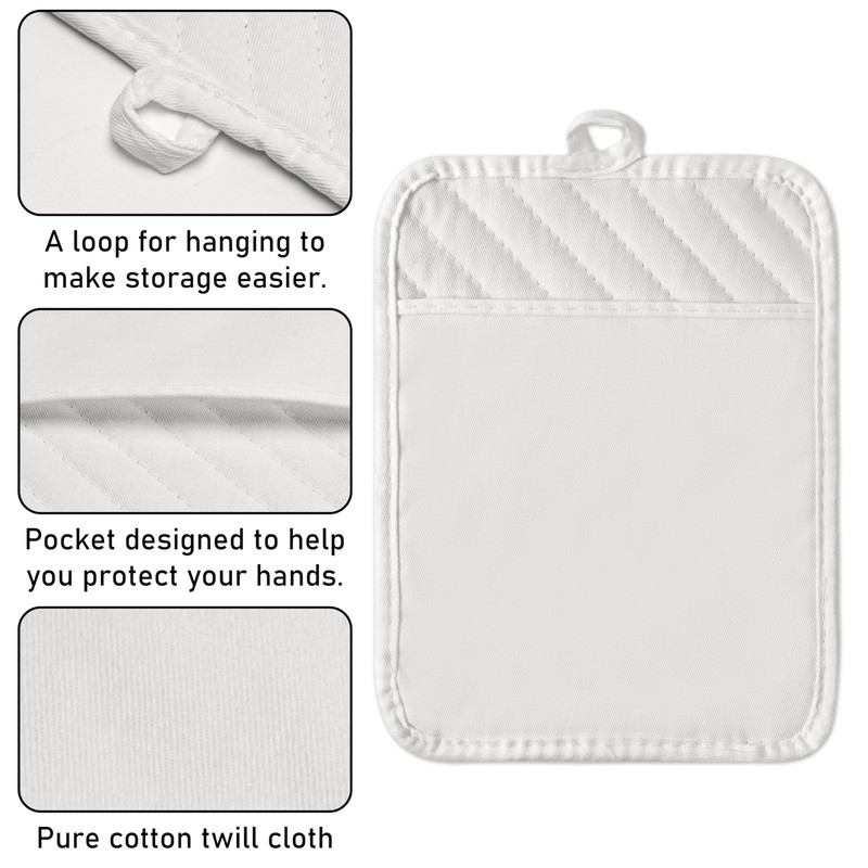 GROBRO7 6Pcs Cotton Oven Mitts and Pot Holders Set Heat