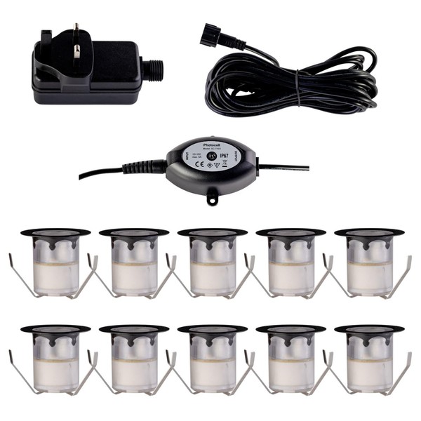 firstchoicelighting Set of 10-30mm LED Decking Plinth Ground Light Kit