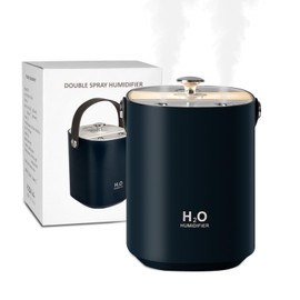 Humidifiers for bedroom,1.2L Portable Cool Mist Humidifiers Auto Shut-Off USB Desk Humidifier,with Warm Night Light and Dual Nozzle Design for Bedroom Travel Office（Blue）