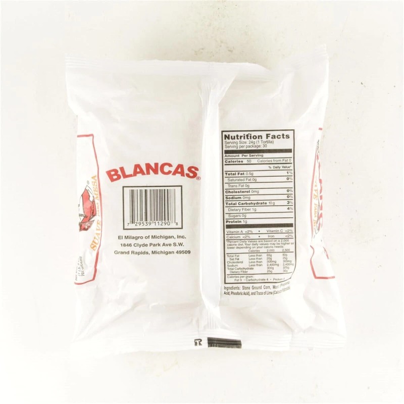 El Milagro Corn Tortillas, " BLANCAS " Free Shipping (