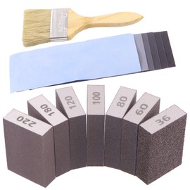 Swpeet 20Pcs 4 x 2.8 x 1 Inch 7 Sizes #36-5000 Grit Ultra Fine Wet and Dry Sanding Sponge Sanding Blocks and 6 Sizes Sandpapers Sheets with and Wooden Paint Brush Kit, Sand Block Flexible Sanding Pads