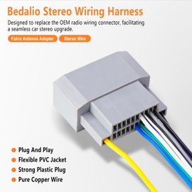 Bedalio Stereo Wiring Harness with Antenna Adapter Compatible with 2006-2016 Dodge, 2008-2016 Jeep, 2004-2016 Chrysler