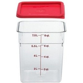 Cambro Camwear Polycarbonate Square Food Storage Container, 8 Quart With Lid