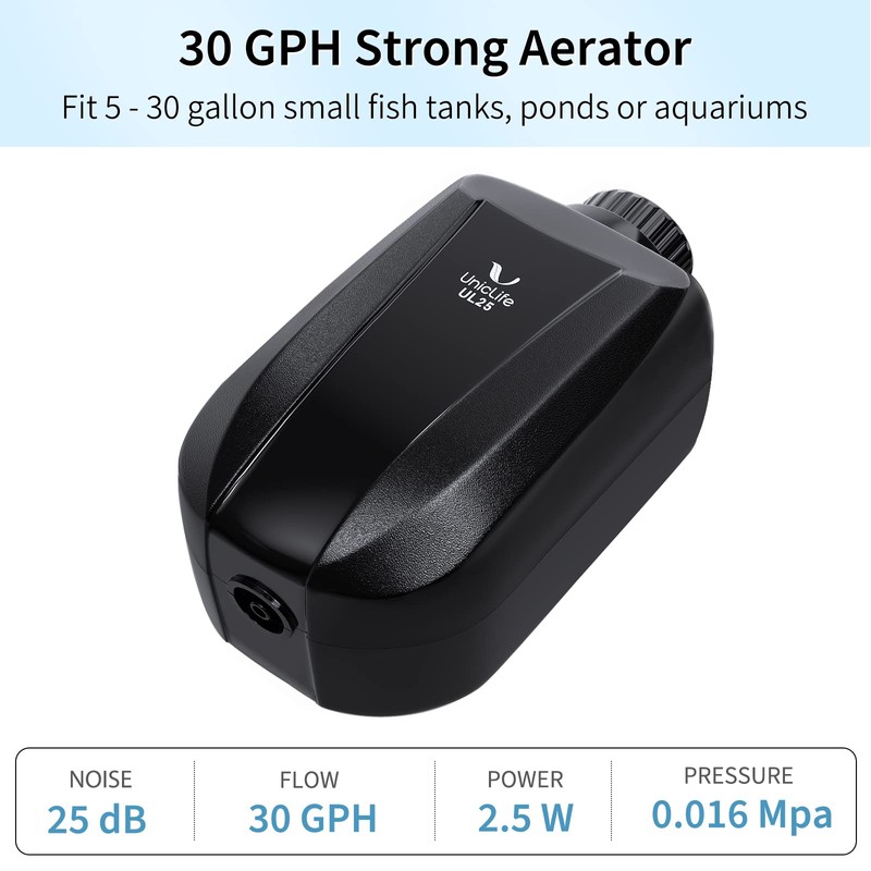 Pawfly 30 GPH Aquarium Air Pump Adjustable Quiet Oxygen Aerator