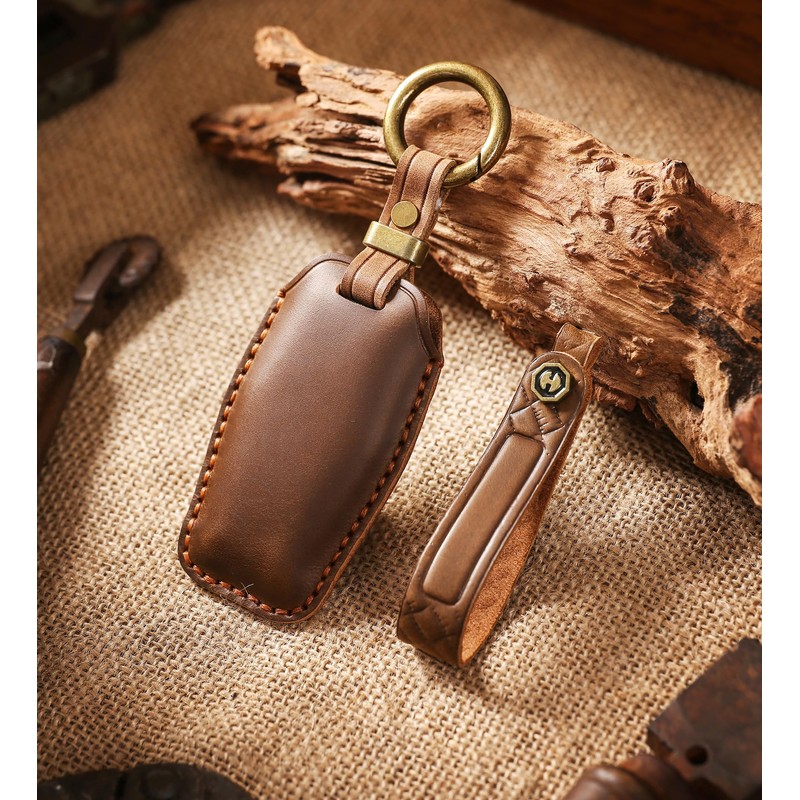 HIBEYO Leather Car Key Case Fits Mitsubishi Outlander 2022-2025 Key