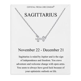 Philip Jones Sagittarius Zodiac Star Sign Necklace Created with Zircondia® Crystals