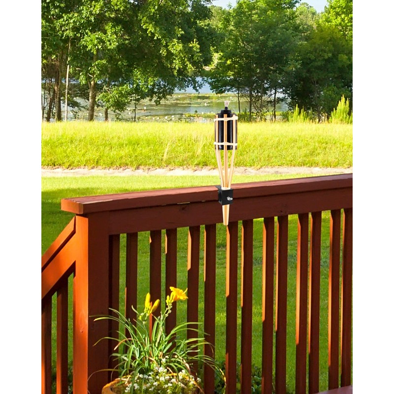 QWORK Deck Torch Clamp, Set of 8 Deck or Porch