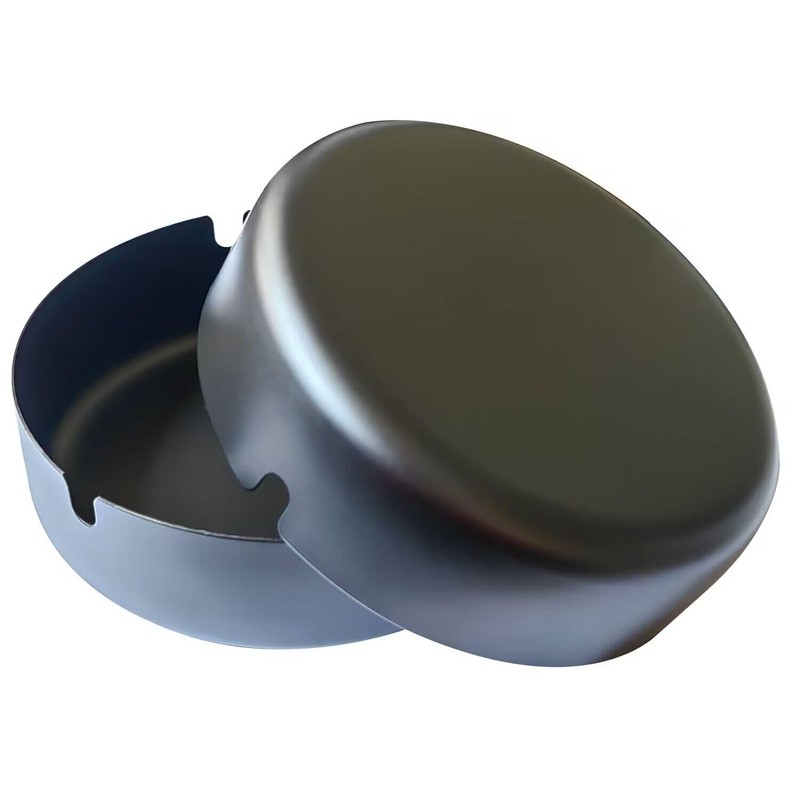 LIXINTIAN Round Stainless Steel Ash Tray,Outdoors Indoors Ash Tray,Desktop Smoking