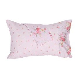 Pink Cotton Pillowcase for Hair and Skin, Floral Printed Pillow Cases Queen Size Set of 2 Pack