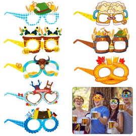 Wentsent Pack of 24 Oktoberfest Party Glasses, Oktoberfest Accessories Party Glasses Paper Glasses Funny Oktoberfest Party Decoration Bavarian Photo Props Bavarian Photo Booth Props Decoration