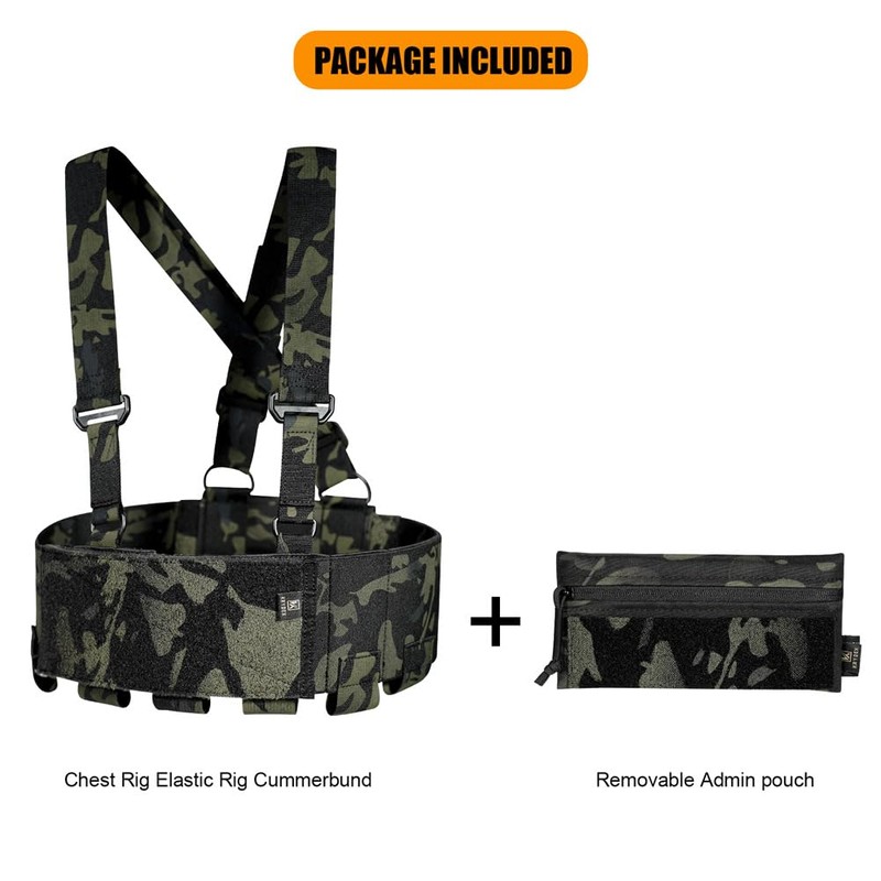 KRYDEX Tactical Chest Rig Elastic Rig Cummerbund with X Harness