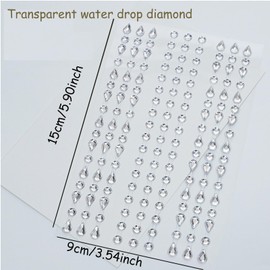 Floatdream 7 Stücke Strasssteine Selbstklebend, Glitzersteine Selbstklebend, Transparent Strasssteine Selbstklebend, für Gesicht Augen Körper Nägel (Weiß)