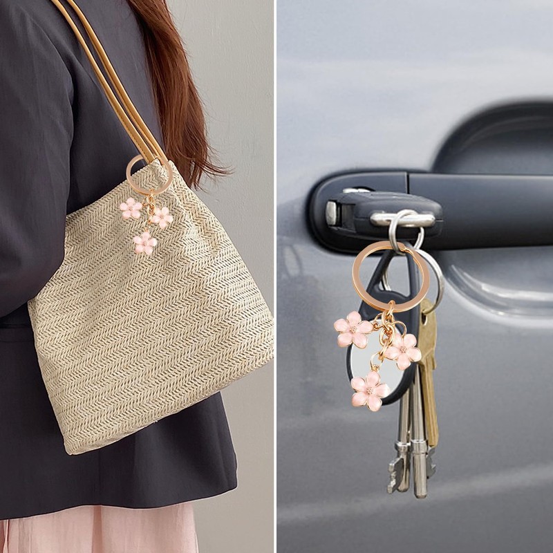 ZGDEIWGF 2 Pieces Keychains, Cherry Blossom Butterfly Keychain, Women's Keychain,