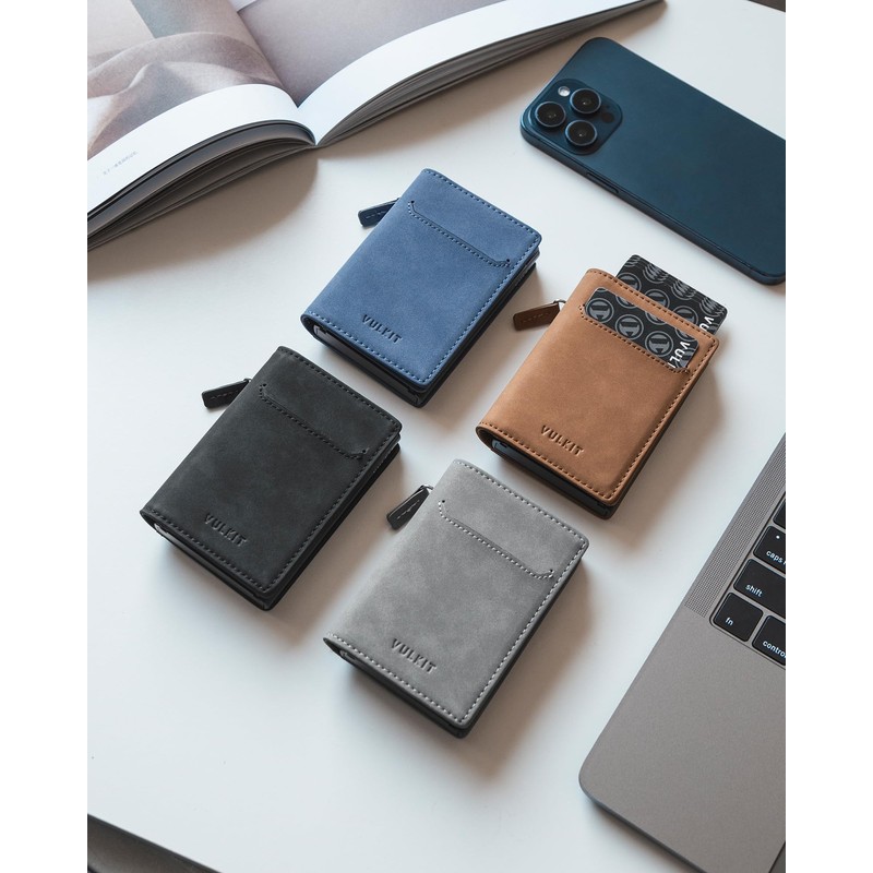 VULKIT Men's Card Holder for Max. 10 Cards with Sliding