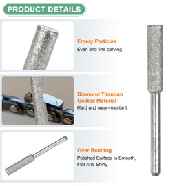 M METERXITY 6-Pack 3/16 Inch Titanium Plated Diamond Chainsaw Sharpener, High Hardness Grinding Stone Chainsaw Sharpening Kit for Electric Chainsaw Sharpener/Stone Carvings [3mm Silver]