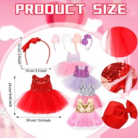 10 Pcs Bear Clothes and Headbands Stuffed Animal Dress Outfit Set Fits 12-16 Inch Plush Teddy Bear Tutu Skirt Accessories for Dolls DIY Dress Up Gift (Color Style 1)