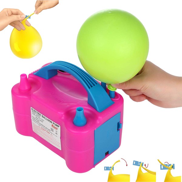 Party Zealot Electric Balloon Inflator with 100 Balloon Ties Air Pump Dual Nozzles Balloons Blower US Standard Plug for Balloon Arch, Balloon Column Stand, and Balloon Decoration