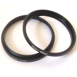 2x Metal 48-49mm Step Up Rings D-SLR Video Camera Lens Connect-ion Size 48mm To 49mm Filter Aperture Connector Adapter Screws Focus Digital Photo Picture View Fix-Ing Photograph Parts Accessories