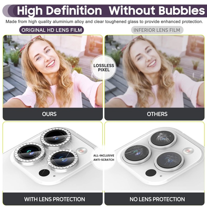HREDZEO Glitter Camera Cover,9 PCS Diamond Camera Lens Film Flash