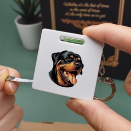 Azeeda 'Happy Rottweiler' Keyring Tape Measure/Spirit Level Tool (KM00039530)