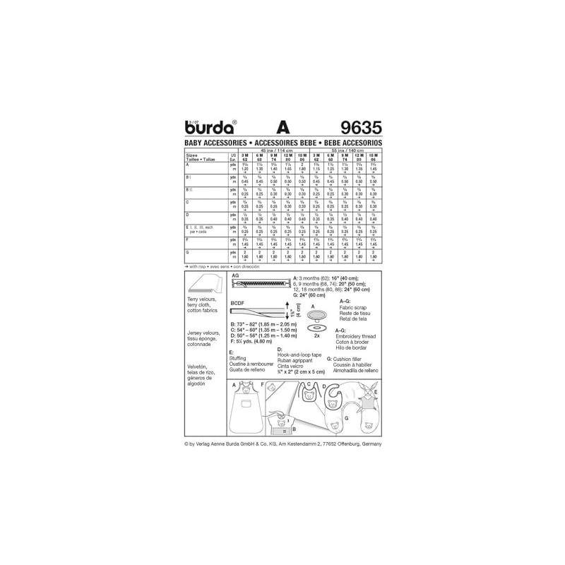 Burda Schnittmuster 9635 - Set di cucito per accessori per