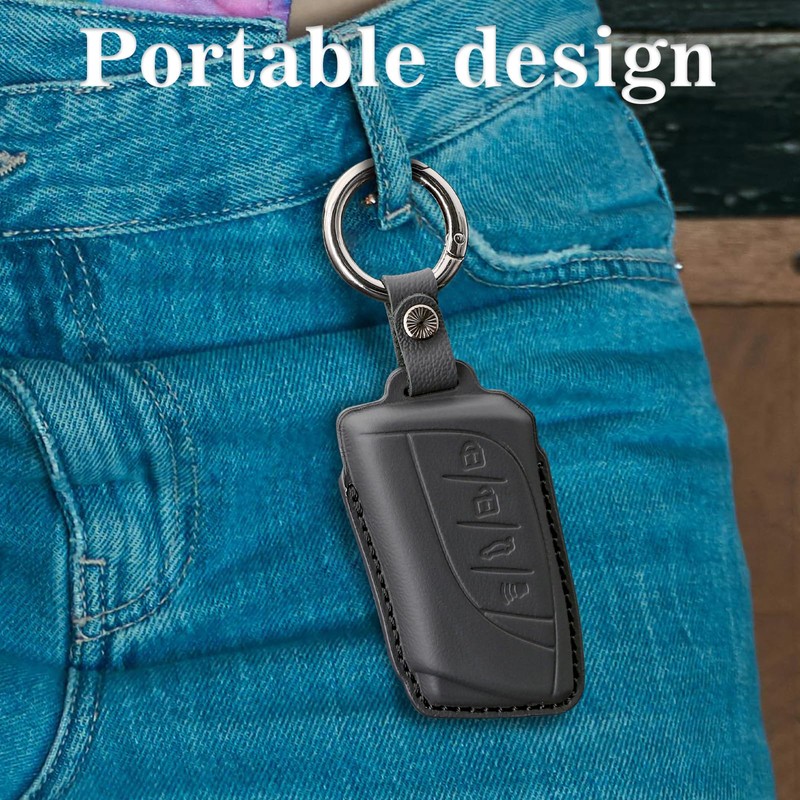 Jinmanyuan Compatible with Lexus Key Fob Cover Leather with Keychain