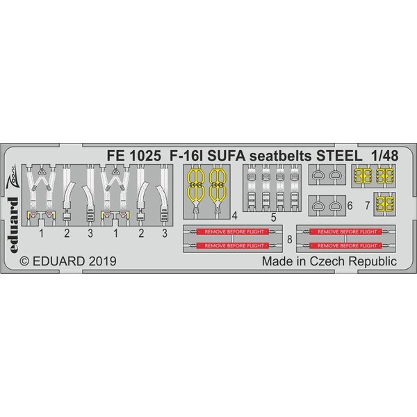 Eduardo 1/48 F-16I Sufa Seat Belt Stainless Steel (Hasegawa) Plastic
