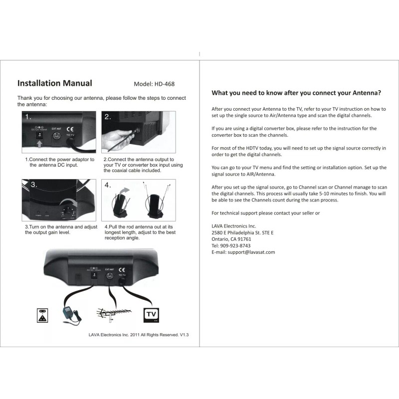 LAVA HD-468 Indoor HDTV Antenna, Amplified 4k Ready, Clear ,