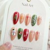 24Pcs Christmas Press on Nails Medium Almond Fake Nails with