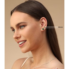 Simulated Peridot 4MM Round Shape Stud Earrings In 14K Yellow Gold Over Sterling Silver (0.5 Ct)