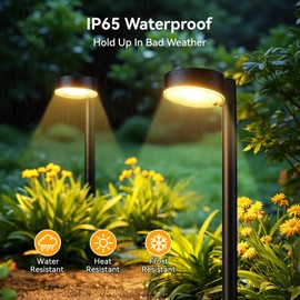 Ahaorigin 12 Pack Solar Pathway Lights Outdoor, 12 Brighter LED Solar Lights Outdoor Waterproof, Up to 12 Hrs Modern Solar Powered Path Light for Yard Garden Walkway Driveway
