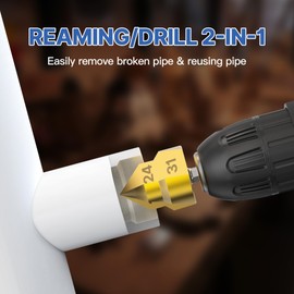 HUHAO PPR Lifting Stepped Drill Bit Reamer Drill, Water Pipe Hole Expansion Drill, Plumbing Expansion Drill with 1/4 Inch Hex Shank 24-31mm Hole Opening Core Drill Bits Repair Drill Connection Tools