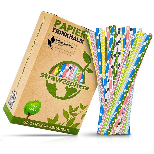 Straw2Sphere® Paper Straws Colourful | Pack of 140 | 1