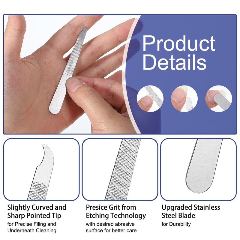 12 Pcs Metal Nail Files, Fingernail Files 3.6’’ Stainless Steel