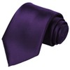 KissTies Solid Purple Satin Tie Wedding Ties Mens Necktie +