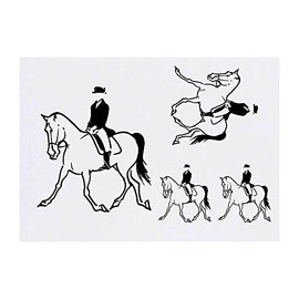 4 x 'Horse Rider' Temporary Tattoos - Water Resistant, Skin-Safe, Non-Toxic Transfers, Mixed Sizes (TO00015673)