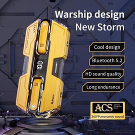 GM20 Earphone Hifi Stereo Noise Reduction Earbuds Low Latency In-ear Design LED Digital Display Gaming Earphone Audio Headphones Headset - Color: Yellow