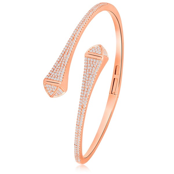 Aheli Rose Gold Plated Cubic Zirconia Studded Fancy Kada Bracelet